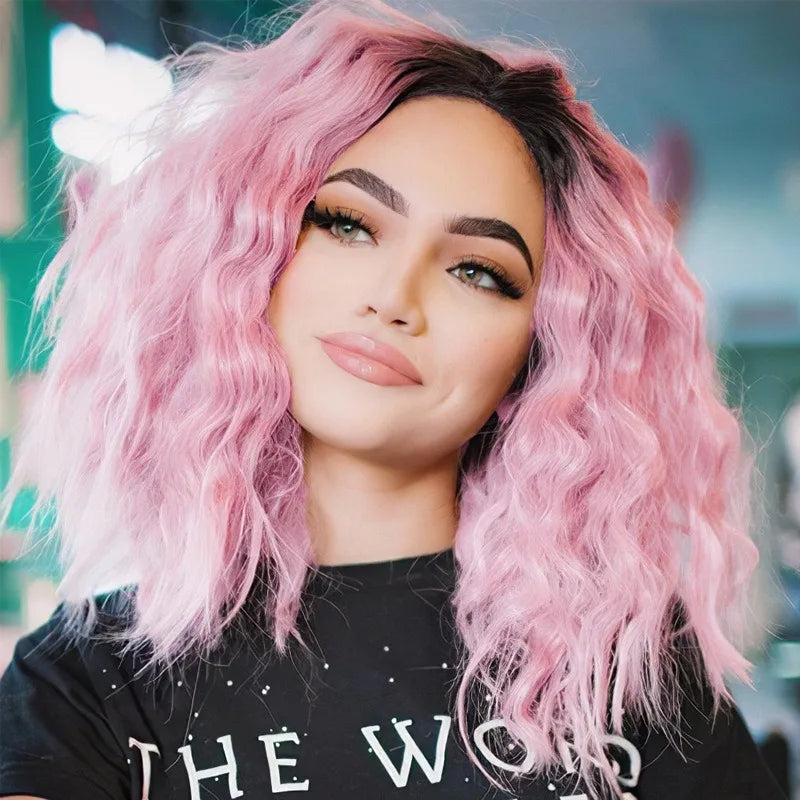 A Medium-length, Medium-length, Small Curly Wig for Women Made of Synthetic Fibers