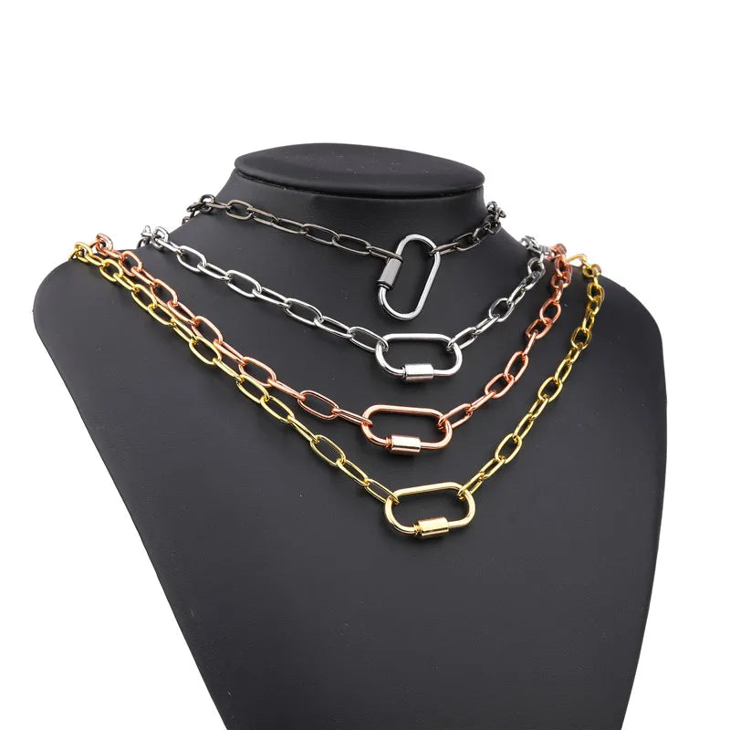 Necklace For Women Punk thick chain necklace zircon spiral Clasps pendant necklace women 2020 latest design charm jewelry