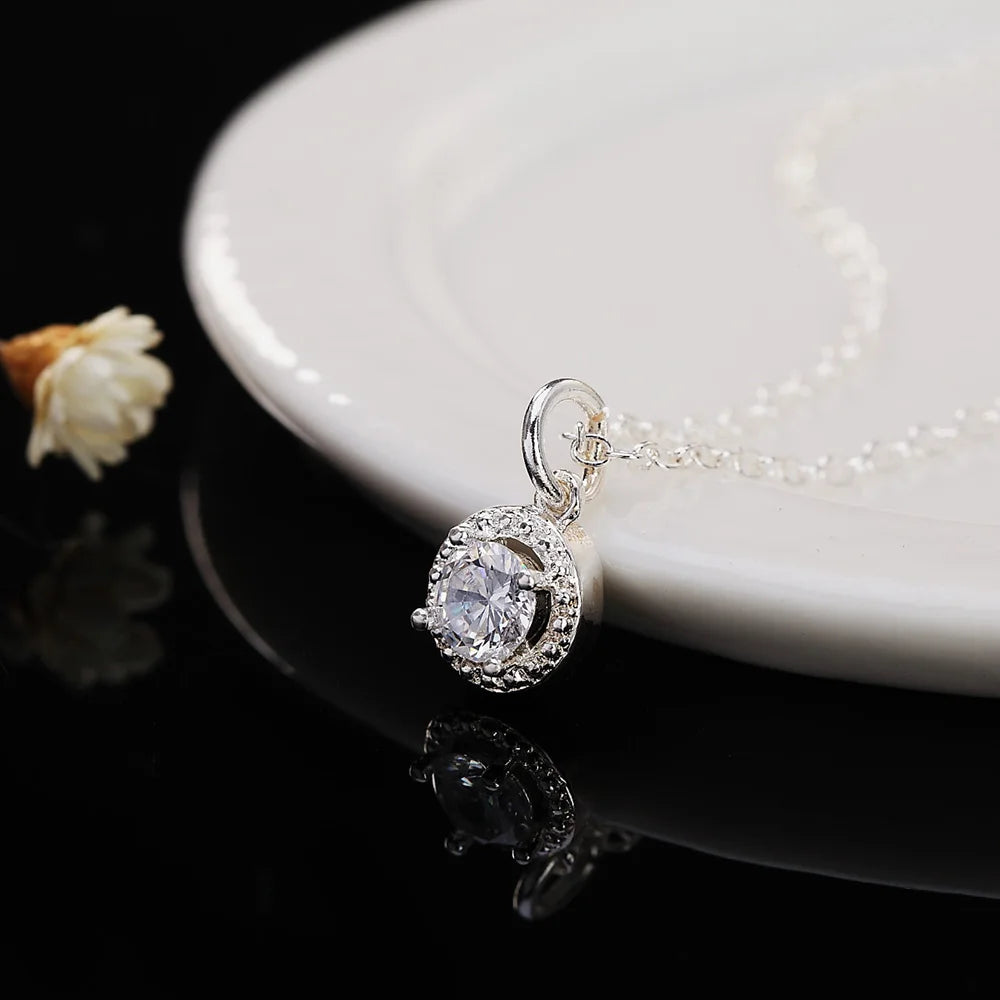 925 Sterling Silver Round Crystal Necklaces For Women Luxury Quality Jewelry Accesories Money 925  Everything