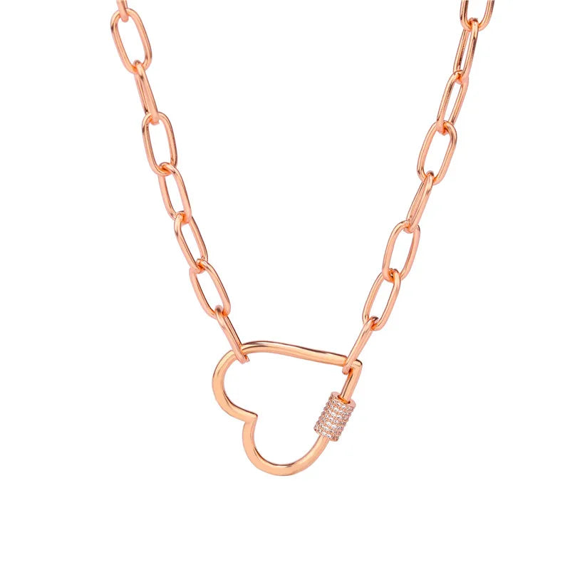 Necklace For Women Punk thick chain necklace zircon spiral Clasps pendant necklace women 2020 latest design charm jewelry