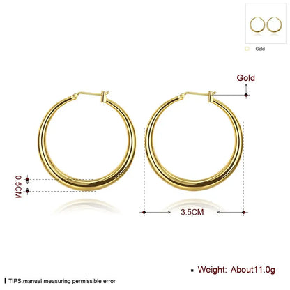 925 Sterling Silver 3.5cm Round earrings high quality 18K gold plated  Fashion Jewelry Wedding Christmas Gift