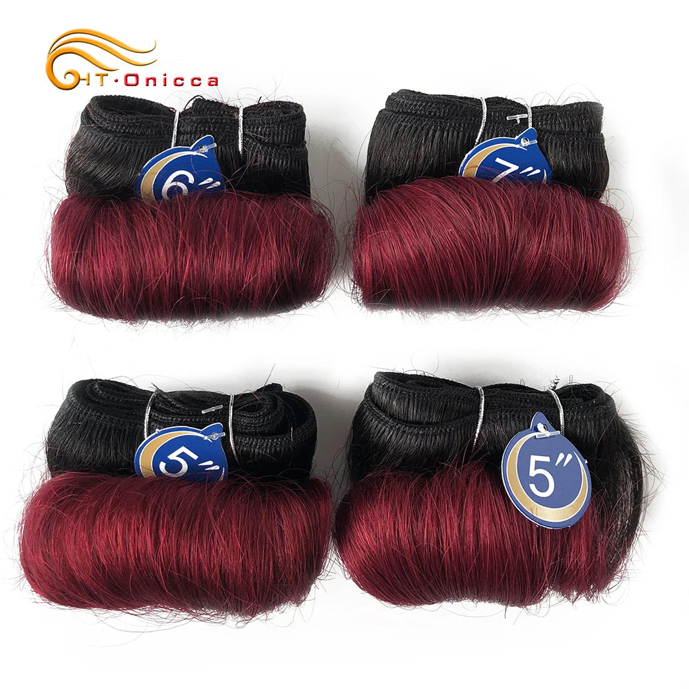 Brazilian Curly Hair Weave Bundles 100% Human Hair 4 Bundles Afro 1B 30 Burgundy Bundles Hair Extension 5 5 6 7 Inches Remy Hair
