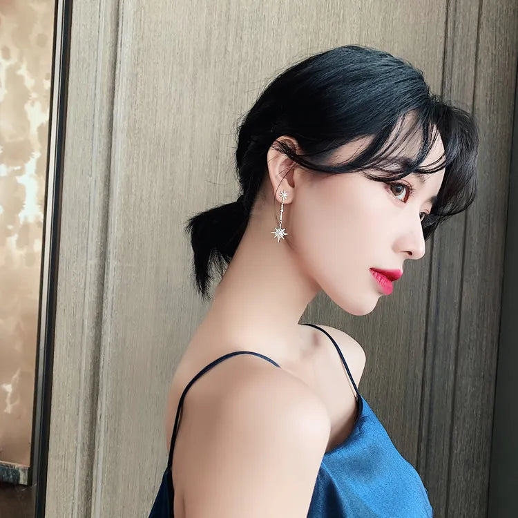 Fashion crystal star long earrings for women with earrings for friends gift trendy Earrings exaggerated Earrings