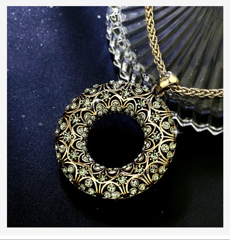 New Arrival Long Necklaces for Women 2024 Fashion Vintage Round Choker Collier Femme Statement Necklaces & Pendants Accessories