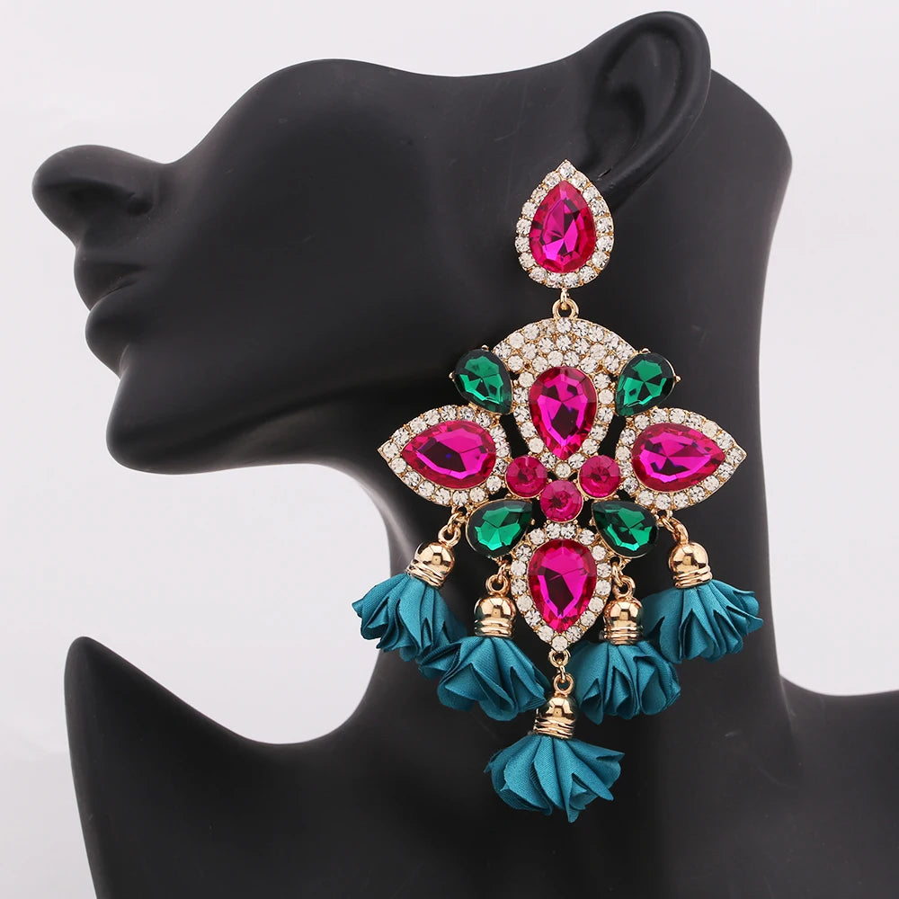 New Earrings Tassel Drop Earring Jewelry Earrings For Women Crystal Earrings Crown Dangle Earrings Long Earrings Boho Earings
