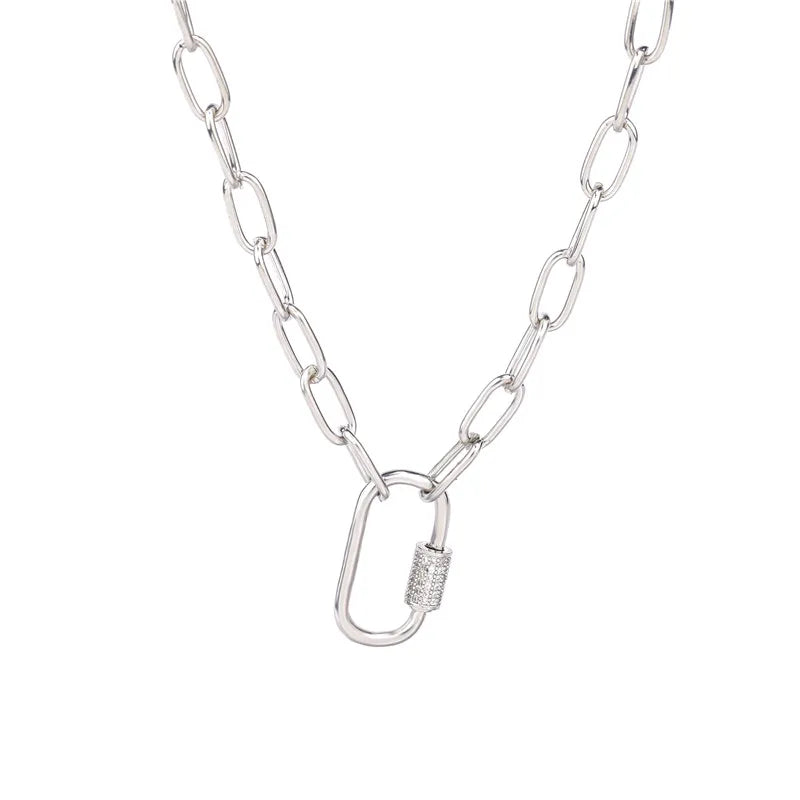 Necklace For Women Punk thick chain necklace zircon spiral Clasps pendant necklace women 2020 latest design charm jewelry