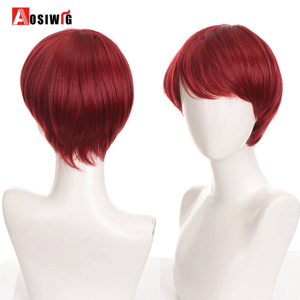 AOSIWIG  Short Curly Cosplay Men Boy Party Light Yellow Synthetic Heat Resistant Hair Wigs Men's Breathable Wig