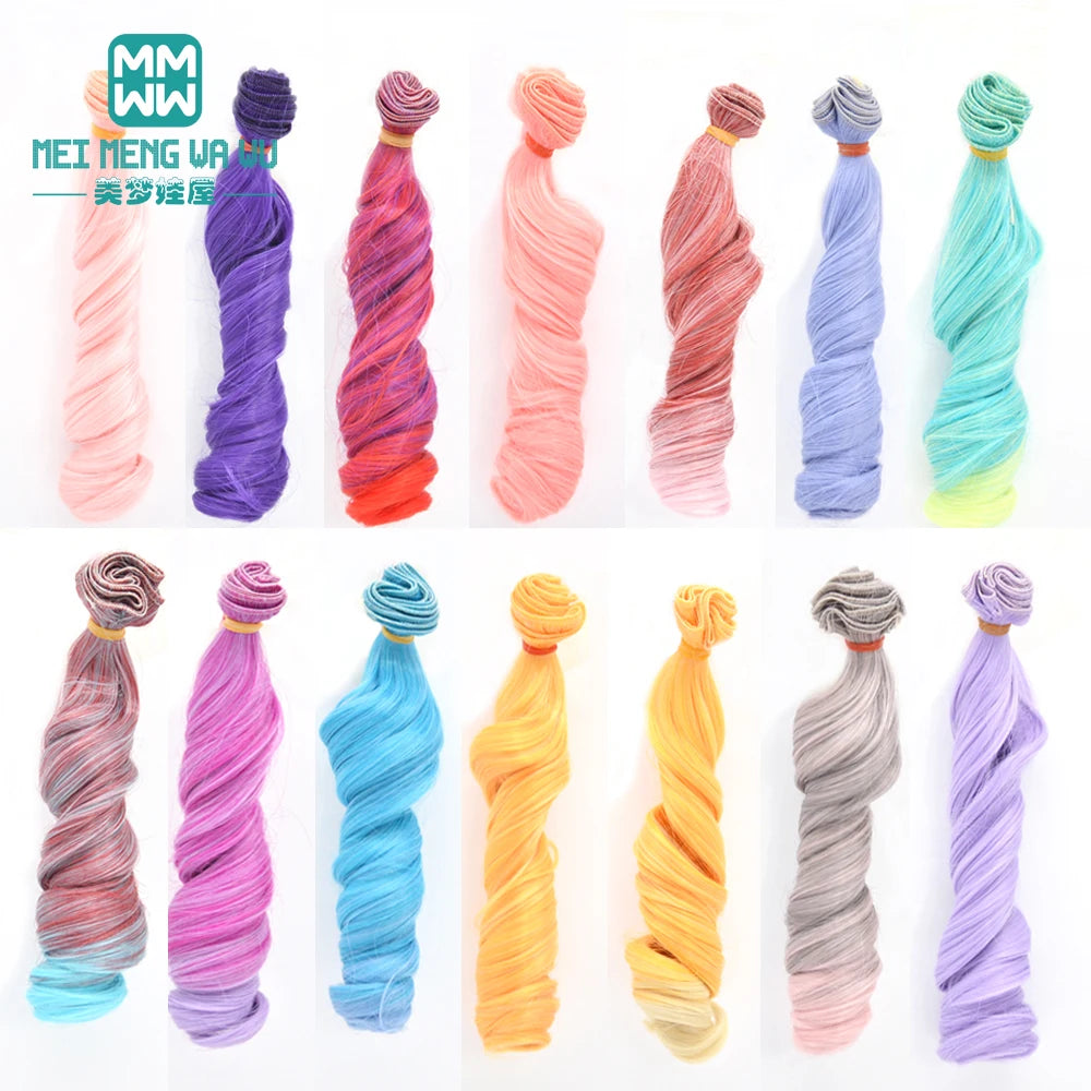 1pcs 15cm*100CM curl brown golden black khaki BJD Doll Wigs hair for 1/3 1/4 BJD dolls