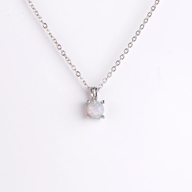 Elegant Women Pendant Necklaces Creative Round White Pink Blue Zinc Alloy Necklace Birthday Anniversary Gifts For Wife