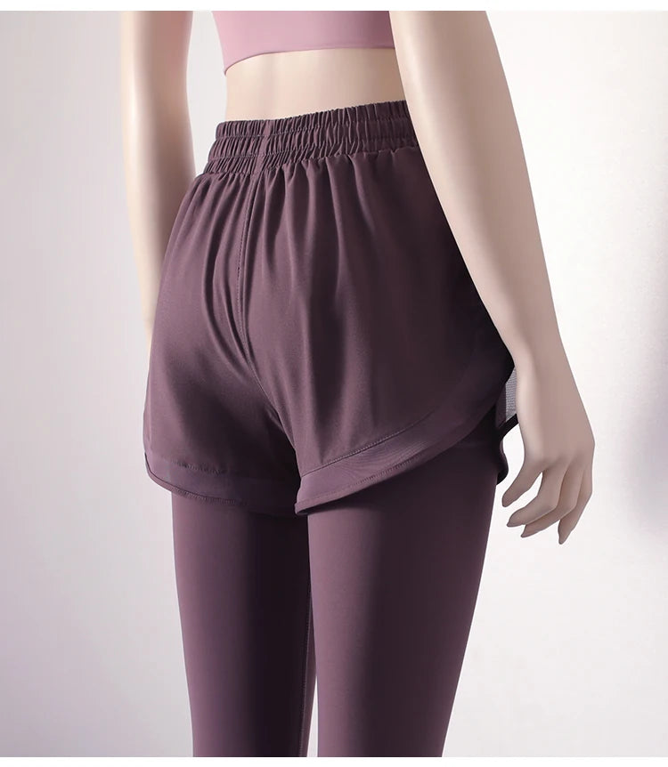 Yoga Pants Leggings Two-piece Skirt Style Quick-drying Workout Yoga Pants Women Pockets Sport Trousers Leggings