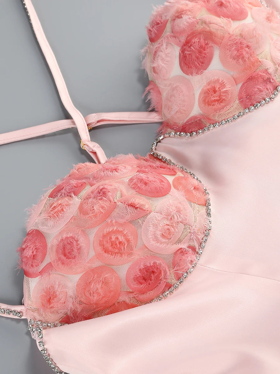 Elegant Party Dresses for Women 2024 Luxury Dress Birthday Outfits Sexy Pink Patwork Evening Gowns Women's Clothes Prom Gown