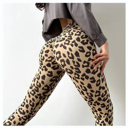 Leopard Print Yoga Pants Slim Thin Leggings Women's Sports Bottom Pants Multicolor Printed Nine Minute Pants