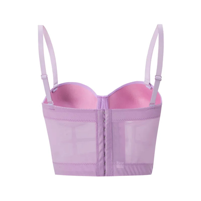 Top Women Bra Bandeau Corset Underwear Sexy Sleeveless with Chest Pad Ladies Y2K Lace Tank Tops Wrapped Vest Tube Top Cropped