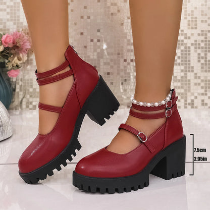 High Heels Women Mary Janes Shoes Woman Platform Fashion Sandals Women Summer New Dress Lolita Shoes Chunky Pumps Zapatos Mujer
