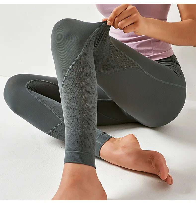 Women High Waist Yoga Pants Leggings with Back Pocket Running Cycling Breathable Sports Leggings Fitness Workout Gym Clothing