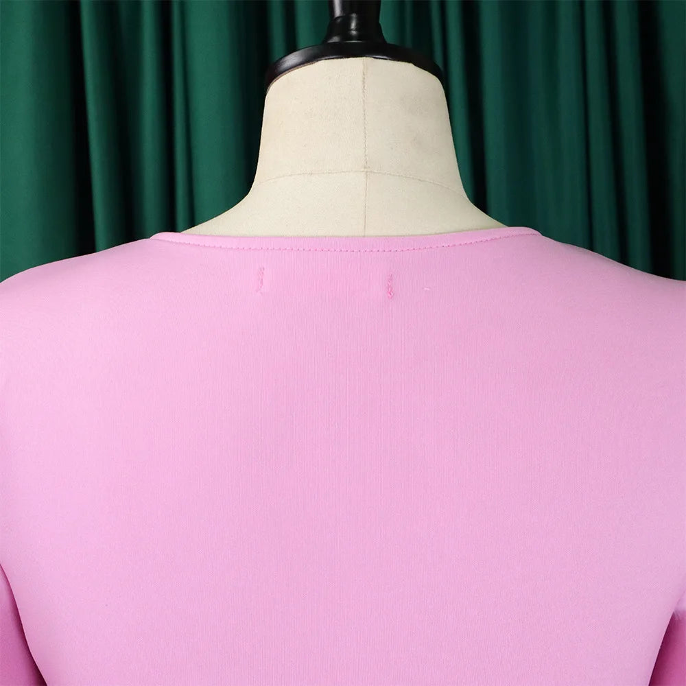 Dress Women Sexy Dresses White Round Neck Flare Sleeve Party Sheath Pleated High Waist Work Elegant Bodycon Mid Length Vestidos