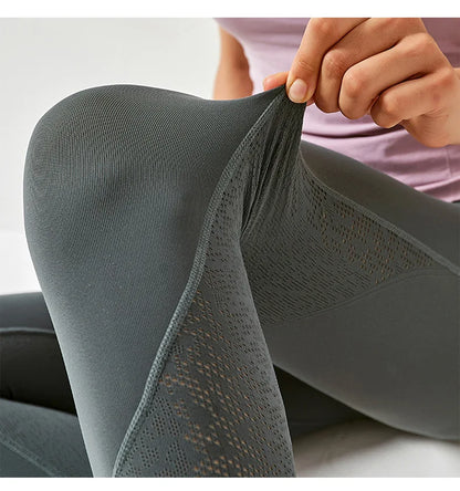 Women High Waist Yoga Pants Leggings with Back Pocket Running Cycling Breathable Sports Leggings Fitness Workout Gym Clothing