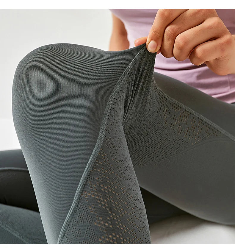 Women High Waist Yoga Pants Leggings with Back Pocket Running Cycling Breathable Sports Leggings Fitness Workout Gym Clothing