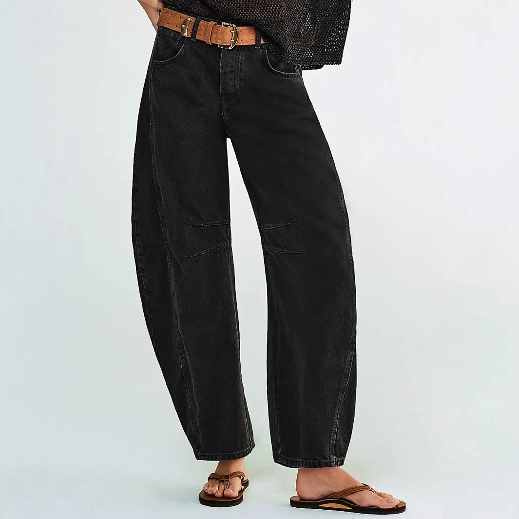 Women's Four Seasons New Fashion Low-rise Jeans Casual Loose Wash Wide-leg Pants Women's Simple Comfortable Straight Leg Jeans