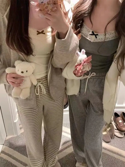 Women Camisole Tank Tops Sexy Bow Sleeveless Corset Top with Chest Pad Sweet Lace Patchwork Crop Tops Summer Slim Elegant Camis