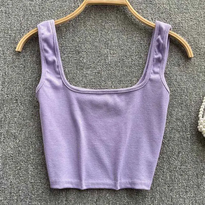 Tank Top Women Sexy Backless Y2k Top Slim Fit Bottoming Blouse Solid Crop Top Sleeveless Camis Mujer