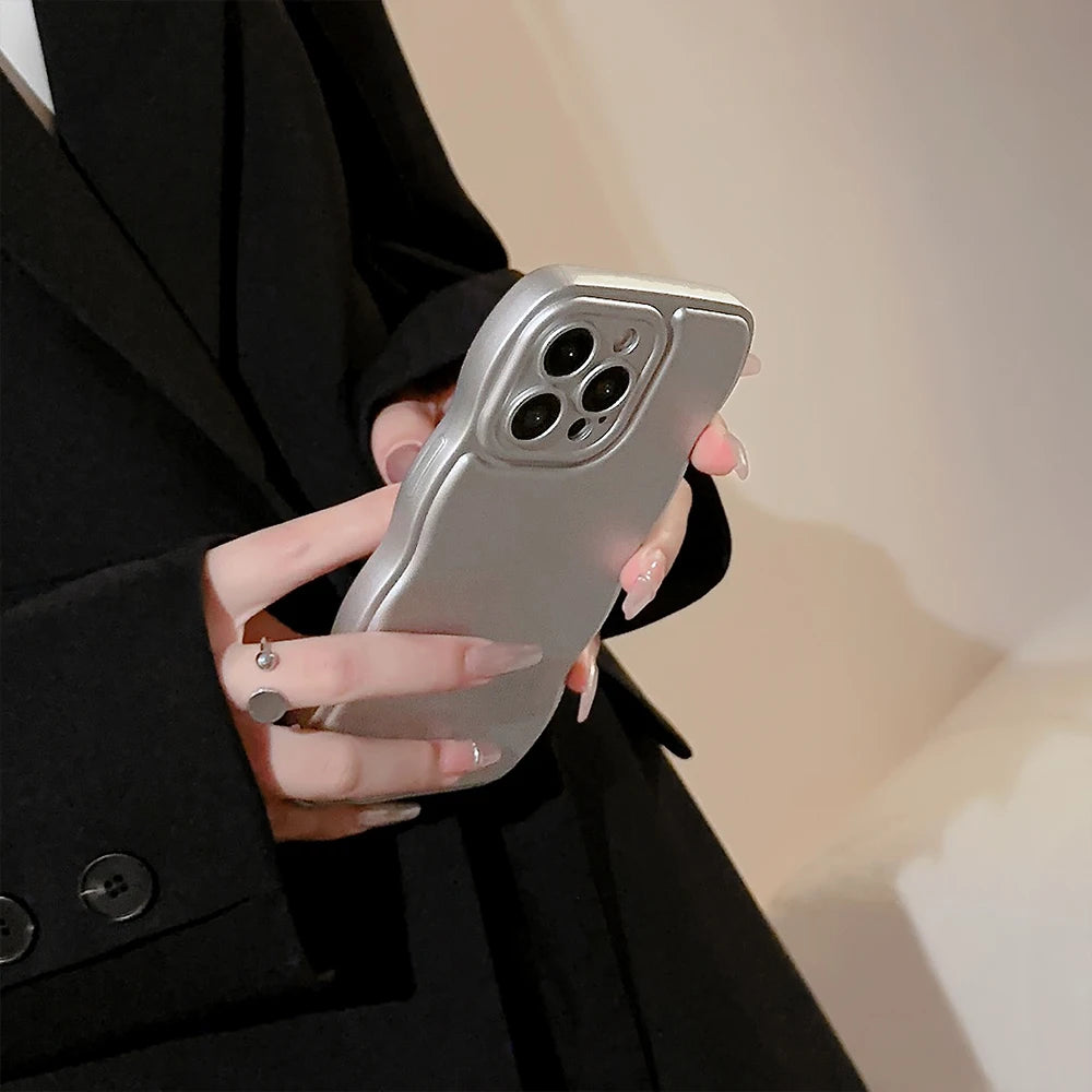 New Men Women Wave Phone Case For iPhone 12 13 14 15 16 Pro Max Shockproof Dissipate Heat Silicone Soft Cases Protective Shell