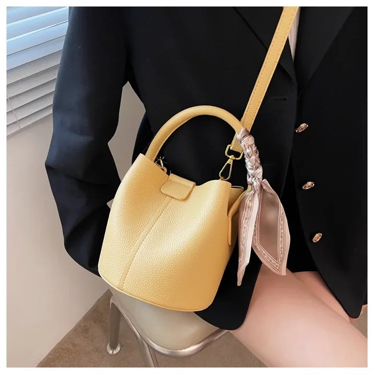 Fashion Women Crossbody Bags Autumn Winter Shoulder Bags Luxury Brand Design Bucket Bag Ladies PU Leather Portable Hand Bags