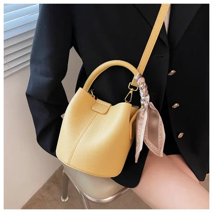 Fashion Women Crossbody Bags Autumn Winter Shoulder Bags Luxury Brand Design Bucket Bag Ladies PU Leather Portable Hand Bags