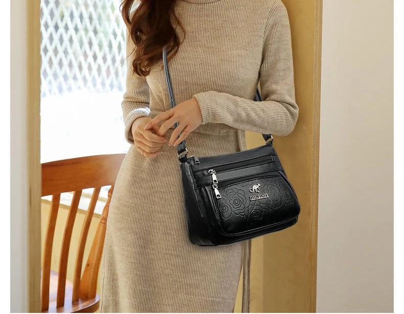 Women Mother Bag Middle-aged Elderly Shoulder Messenger Crossbody Bag Purses Handbags Bolsa 3 Zippers Luxury Design