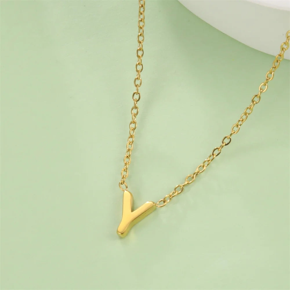 Initial A-Z Letter Necklaces for Women Elegant Chains Choker 26 Alphabet Pendant Necklace Stainless Steel Jewelry collier femme