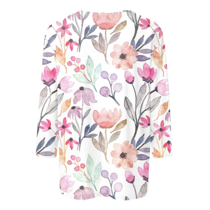 2024 Women Summer Tops Comfortable T Shirt Fashion Flower Print Round Neck 3/4 Sleeve Tops Soft Versatile Pullover Ropa De Mujer