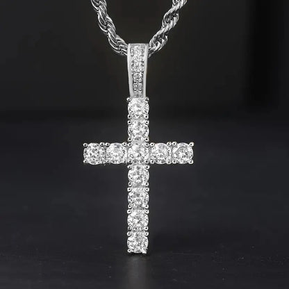 Huitan 60Cm Twisted Chain Long Necklace for Women/Men Fashion Luxury Cubic Zirconia Cross Pendant Necklace Gift Love Accessories