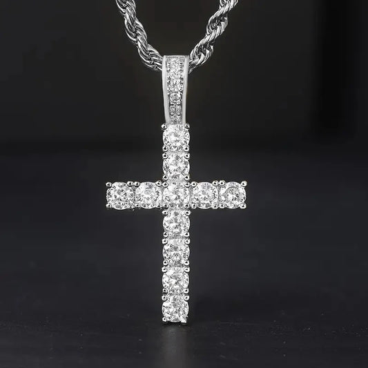Huitan 60Cm Twisted Chain Long Necklace for Women/Men Fashion Luxury Cubic Zirconia Cross Pendant Necklace Gift Love Accessories
