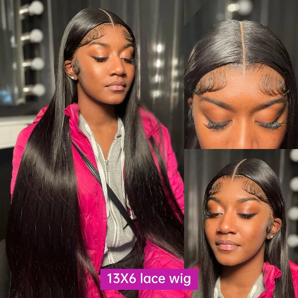 250Densit 13x6 Bone Straight HD Transparent Lace Human Hair Wigs Brazilian 13x4 360 Full Lace Front Wig Human Hair Wig For Women