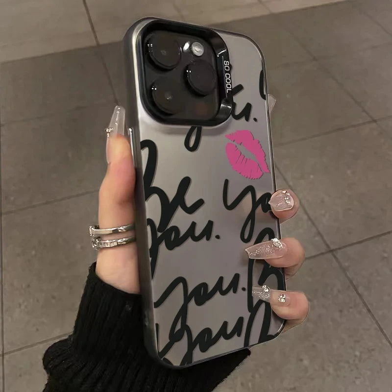 Personalized English Writing Lip Phone Case For IPhone 16 Cases For IPhone 15 14 13 12 11 Pro Max Cover Case Funda Bumber Coque