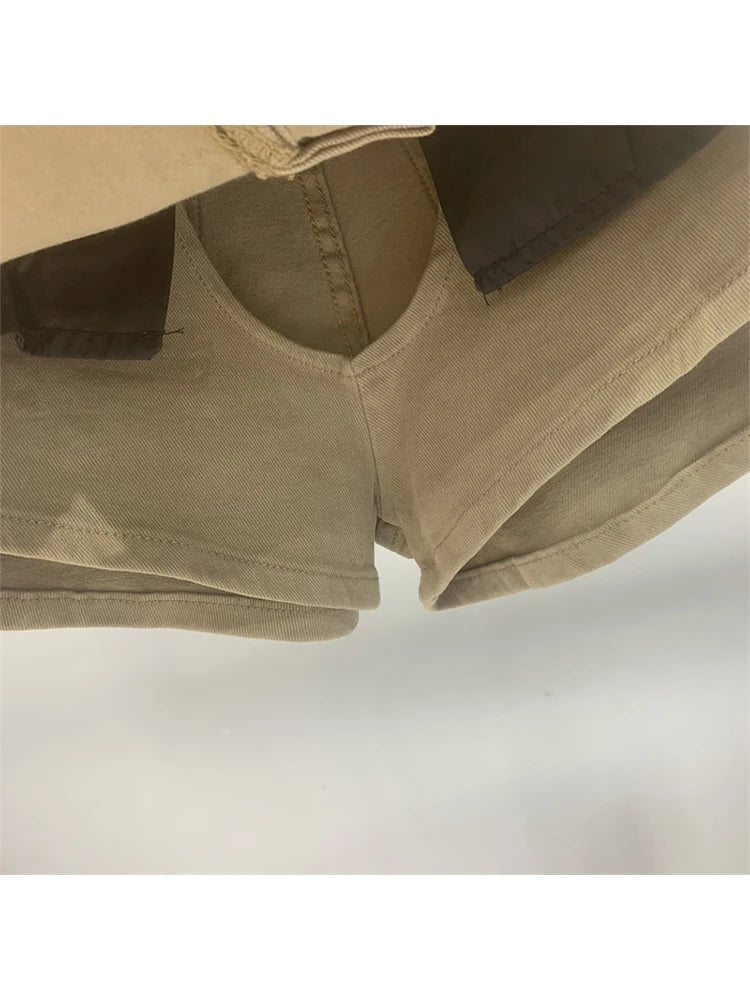 Women Khaki Denim Skirt Y2k Elegant A-Line Skirt Harajuku Korean Vintage Fashion 90s High Waist Jean Shorts Skirts 2000s Clothes