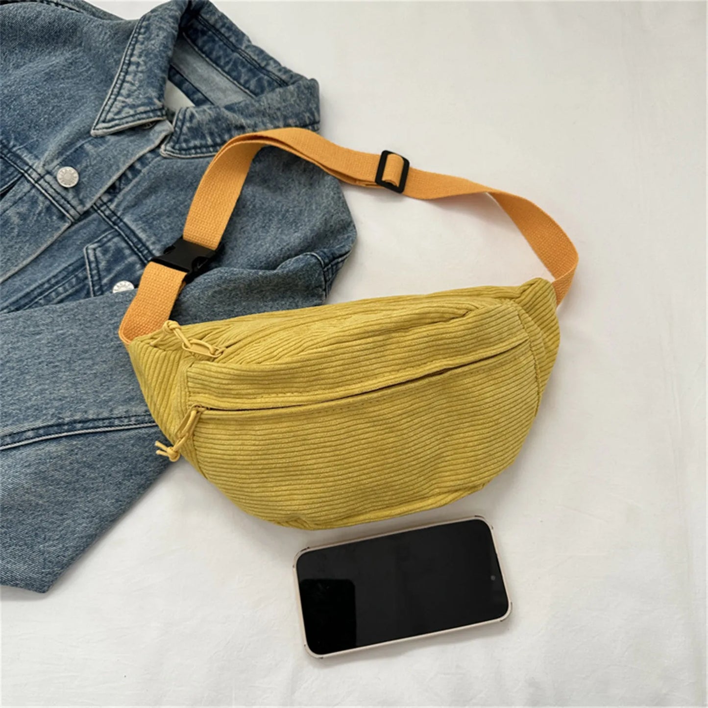 Women Waist Bag Fashion New Student Shoulder Crossbody Bag Corduroy Niche Chest Bag Banana Belt Bags Ladies Handbag