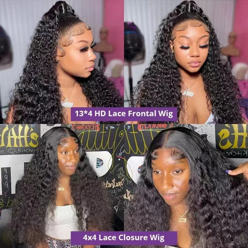 Curly Human Hair Wigs For Women 13x6 Water Wave Lace Front Wig 4x4 5x5 Lace Closure Wig 13x4 360 Hd Deep Wave Lace Frontal Wig