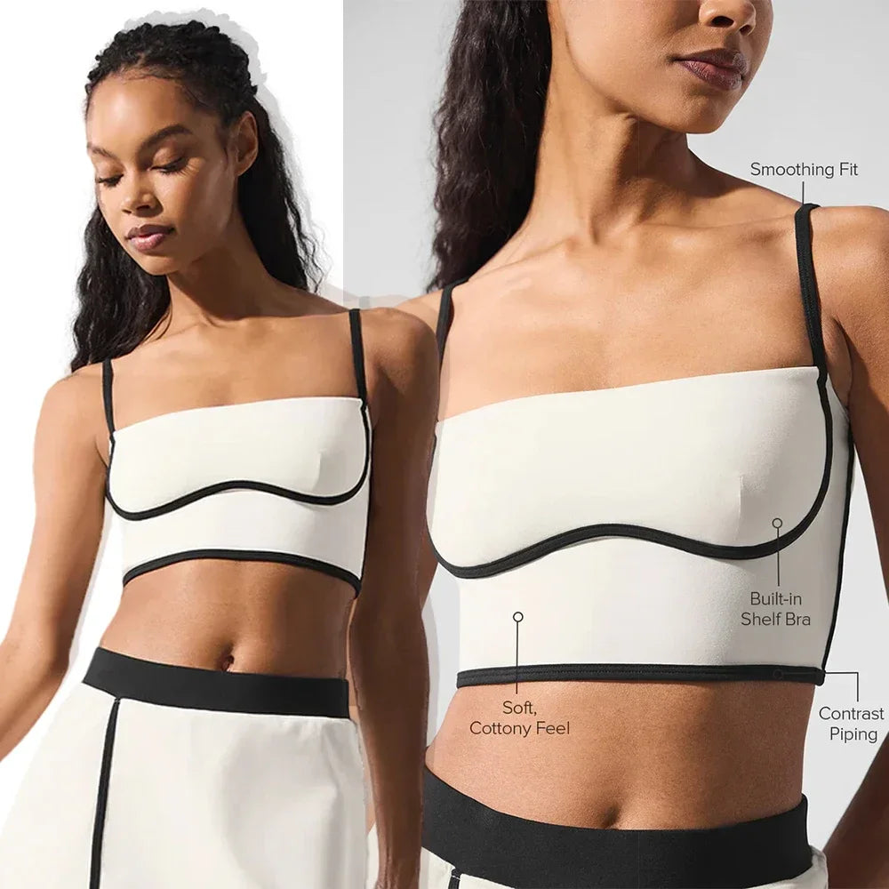 Yoga Tops for Women Crop Tops Airbrush Streamlined Bra Tank Slimming and Tight Fitting Camisole Yoga Exercise and Fitness Vest