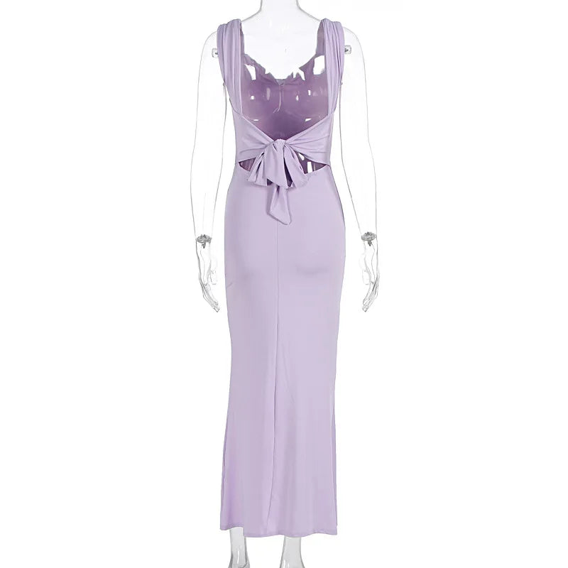Elegant Evening Dresses Women Sexy Backless Slim Fit Summer Dress Chic Slit Dress Robes Party Club Gowns Women Clothing