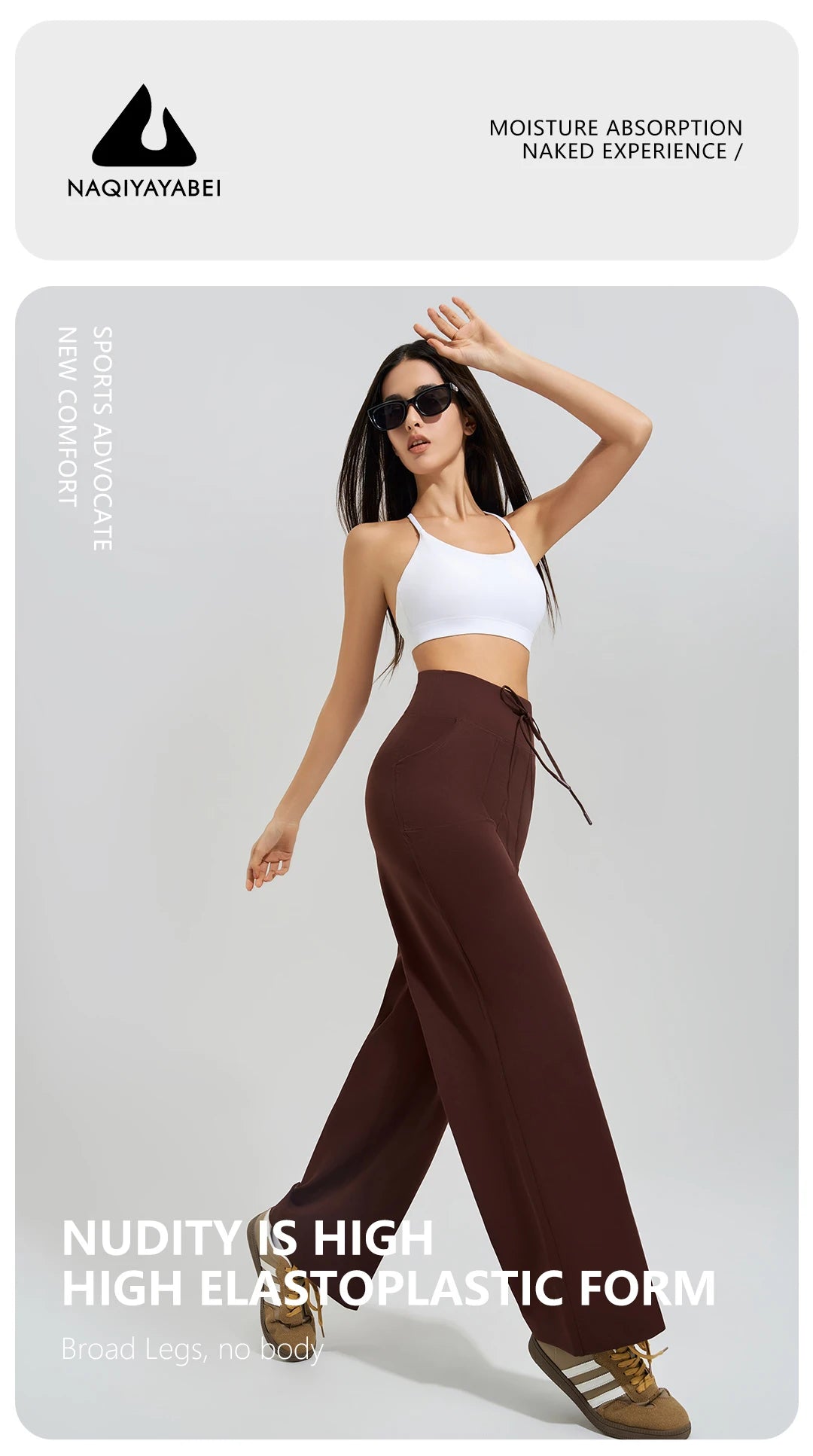 Women's High Waist Yoga Pants Gym Loose Running Yoga Pants Double Side Brushed with Pockets Pants Ties