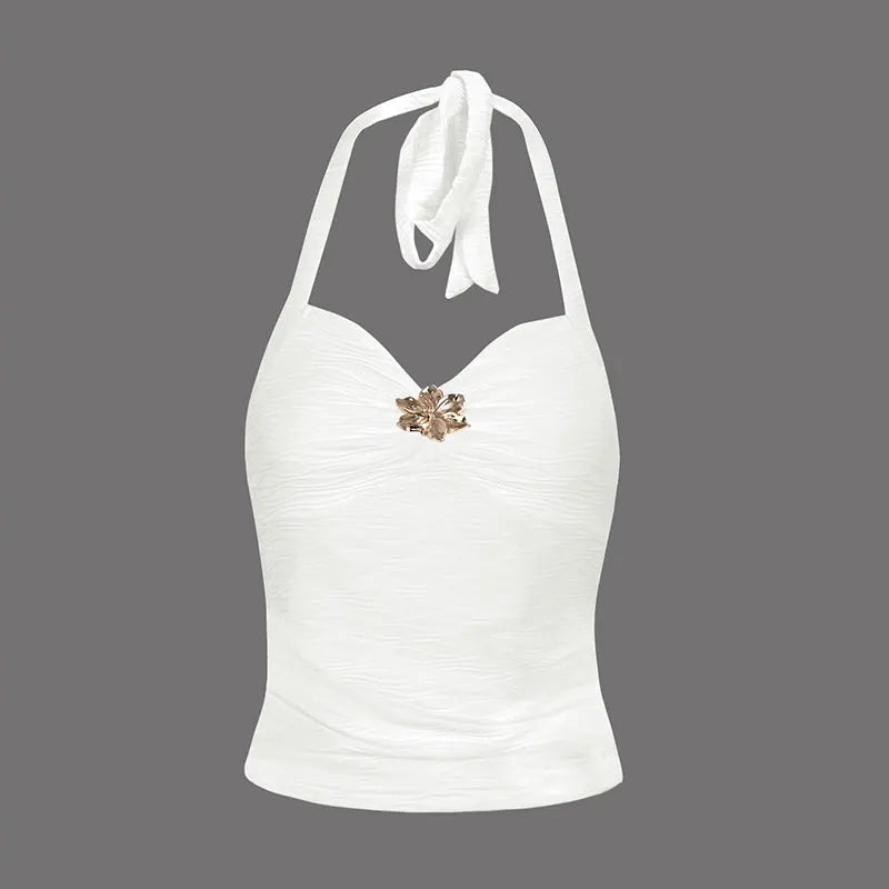 Women's Vest Top New Solid Sexy Summer Streetwear Fashion Halter Tank Casual Slim Elegant Female Versatile Knitted Tank Clothing