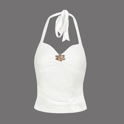 Women's Vest Top New Solid Sexy Summer Streetwear Fashion Halter Tank Casual Slim Elegant Female Versatile Knitted Tank Clothing