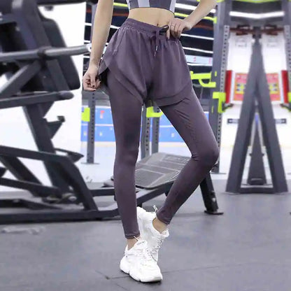 Yoga Pants Leggings Two-piece Skirt Style Quick-drying Workout Yoga Pants Women Pockets Sport Trousers Leggings