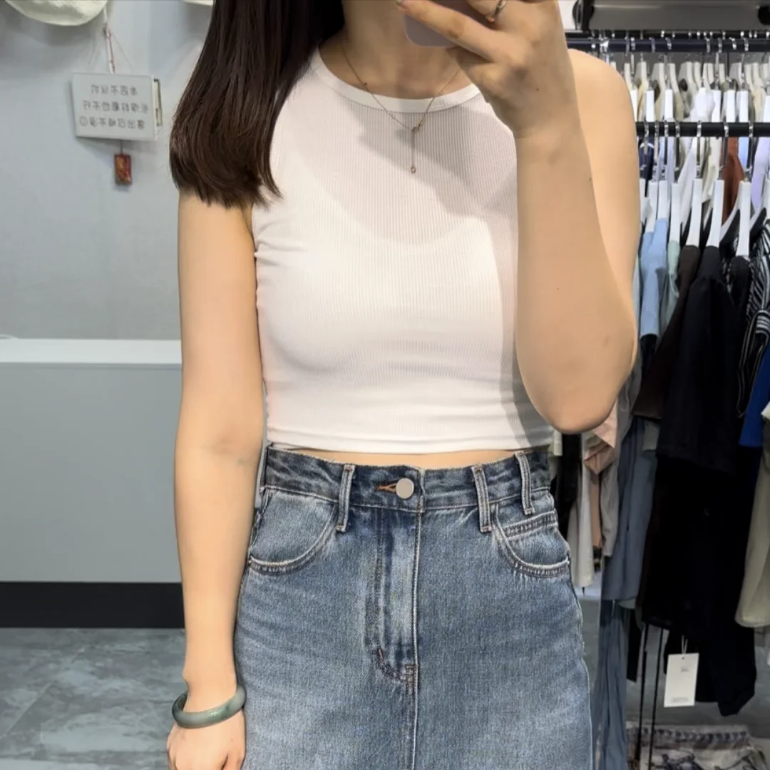 Women's Tank Top Crop Sexy Off Shoulder O Neck Solid Ribbed Knitted Casual Sport Vest Basic Elastic Camisole