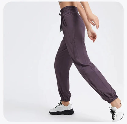 Elastic Waist Yoga Pants for Women Loose-Fitting Workout Pants Wide-Leg Drawstring Closure Stretchy High Waisted Jogging Jogger