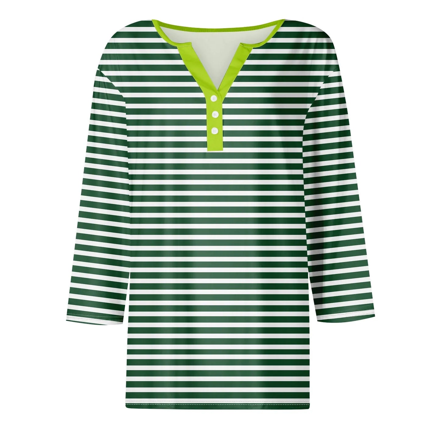 Tops For Women Women'S T Shirt Tee Print Button 3/4 Sleeve Daily Weekend Fashion Basic V Neck Regular Top Ropa De Mujer New