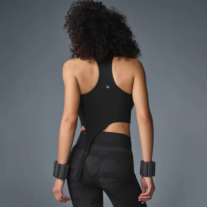 The new women's vest features a stylish design a ribbed fabric round-neck elastic casual top and a daily sports fitness yoga bra