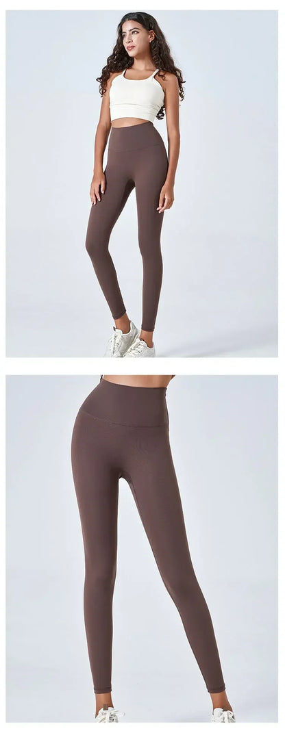 High Waisted Nude Feeling No Embarrassment Line Yoga Pants Women Stretch Firming Lift Hip Sports Fitness Bottom Pants