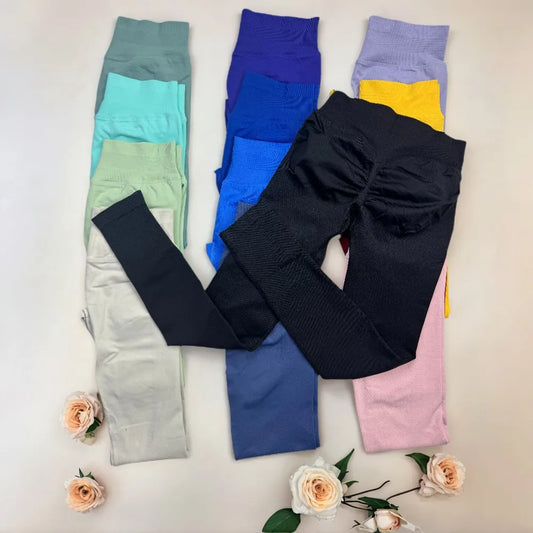 Woman Low Yoga Pants Tummy Control Squat Proof Gym Fitness Workout Scrunch Butt Tights Seamless Sports Leggings